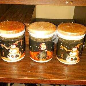 3 holiday canisters